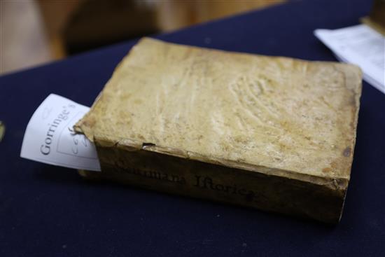 Castrucci, Pietro - La Settimana istorica overo le falicita, et infelicita ..., qto, limp vellum (torn), Todi, 1655, Gonzalez